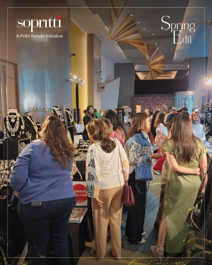 Sopritti Spring Edit — guests browsing jewellery displays at a past Dubai edition