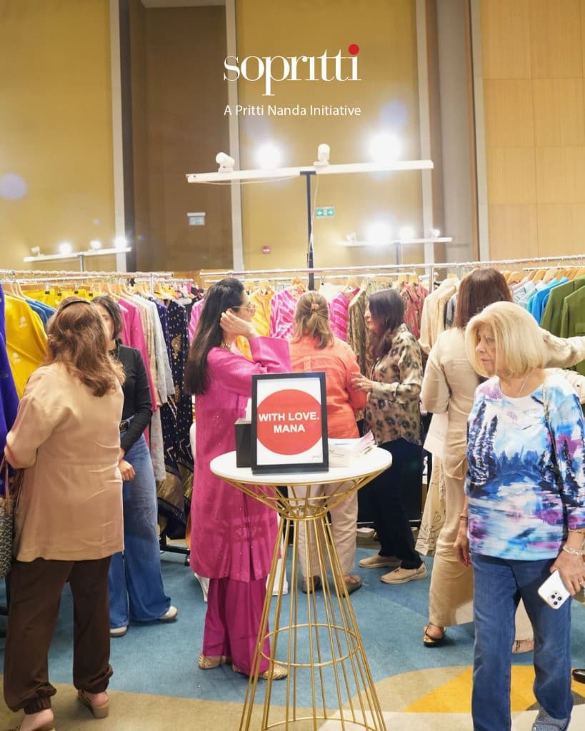 Sopritti Spring Edit — busy exhibition floor with festive clothing and jewellery displays